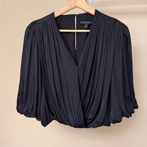 Banana Republic Black Draped Pleated Blouse Top Size M NWOT